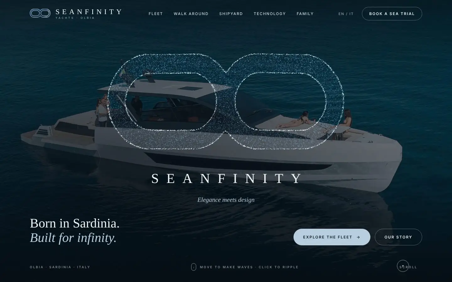 Bozza: homepage con logo a particelle